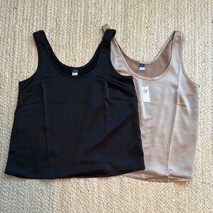 Satin look  Black and Tan Women's Tops